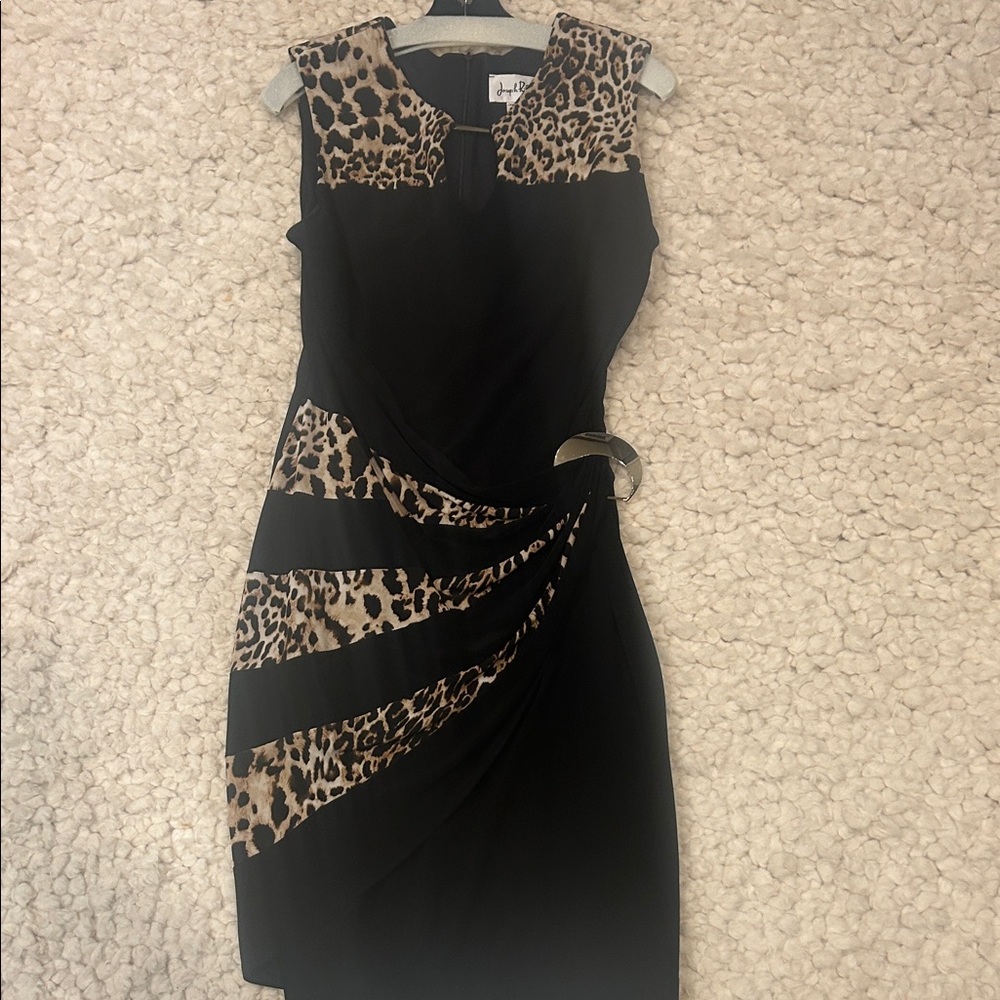 Joseph Ribkoff Leopard Print Black Dress